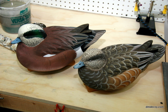 Finished wigeon pair, top view